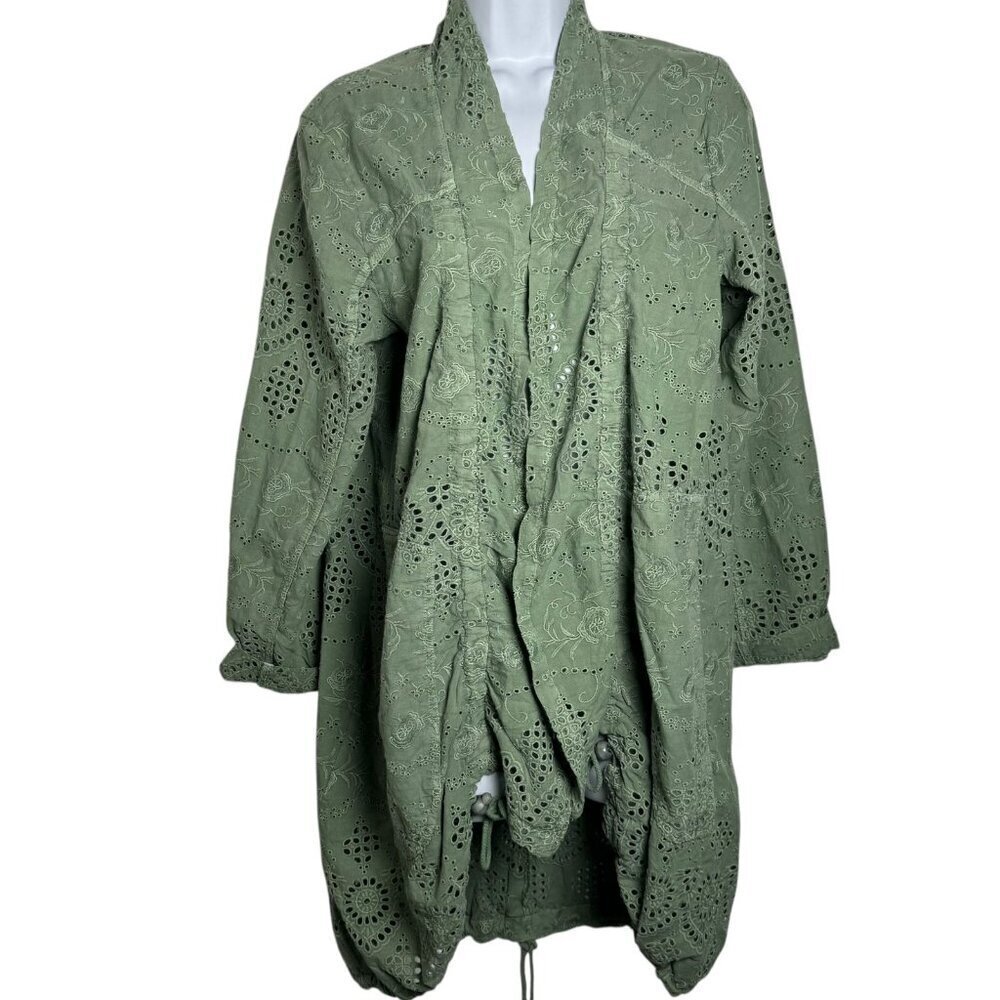 Sundance Moonlight Eyelet Jacket in Sage Green womens size Medium - Picture 2 of 9